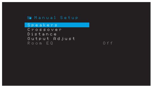 HARMAN KARDON AVR 171S - Étape 3 – Menu Manual Speaker Setup (Configuration manuelle des enceintes) - 2