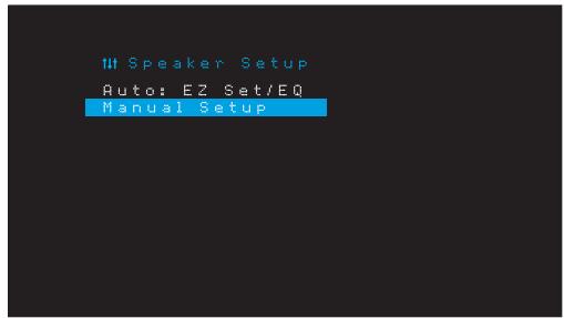 HARMAN KARDON AVR 171S - Paso tres: Menu Manual Speaker Setup (Configuración manual de los altavoces) - 1