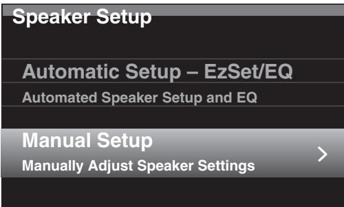 HARMAN KARDON AVR 270 JBL CINEMA 610 - Étape 3-Menu Manual Speaker Setup (Configuration manuelle des enceintes) - 1