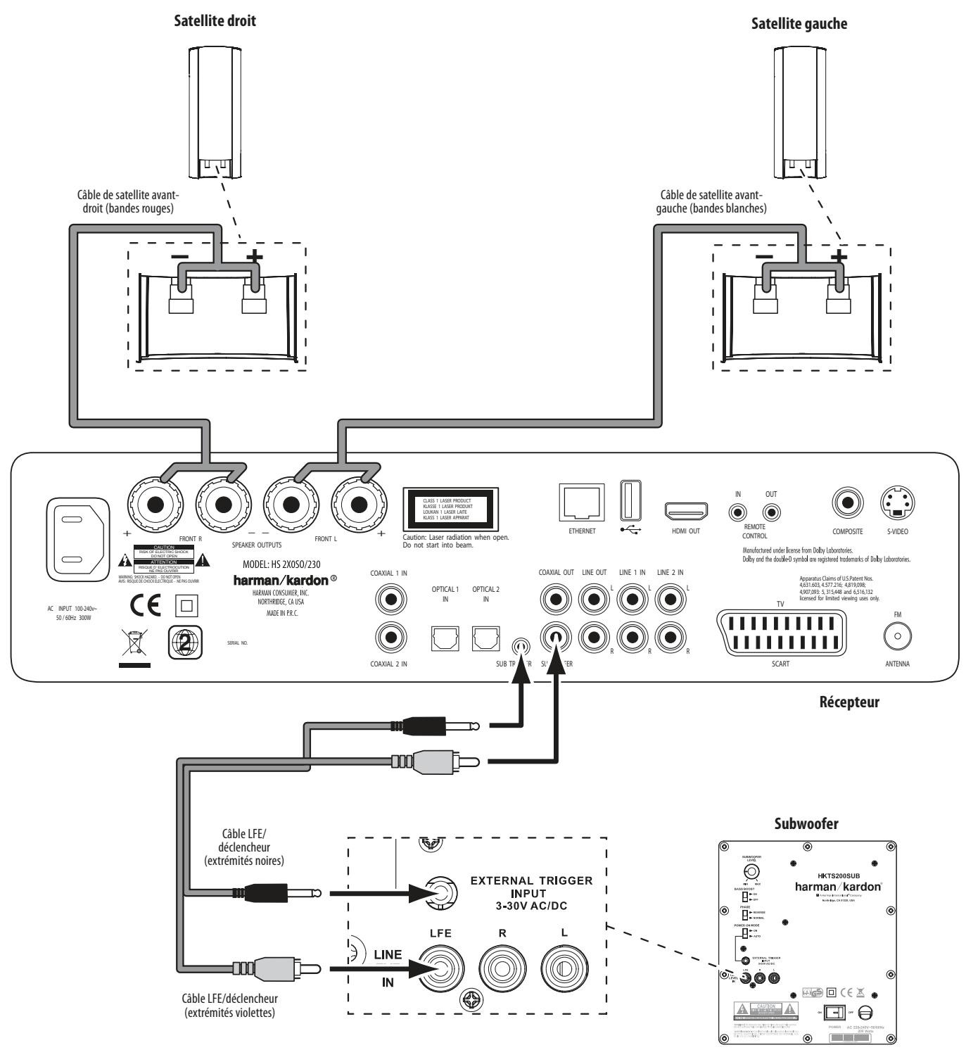HARMAN KARDON HS 210 - Connector le subwoofer - 1