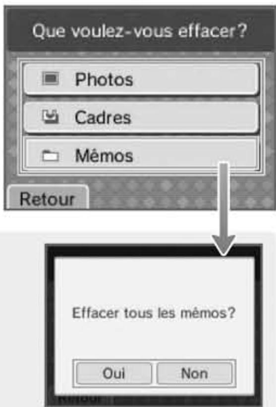 NINTENDO DSI XL - Effacer des photos, des cadres ou des mémos - 4