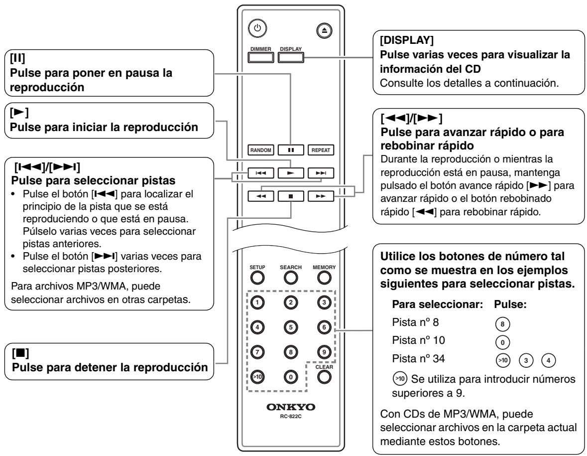 ONKYO C-7030,  C-7070,  C7030 NOIR - Uso del controlador remot - 1