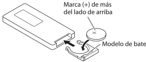 ONKYO RBX-500 - Coloque una bateria de litio en el soporte de la bateria, y vuelva a colocar el soporte en el controlador remoto hasta que escuche un cig. - 1