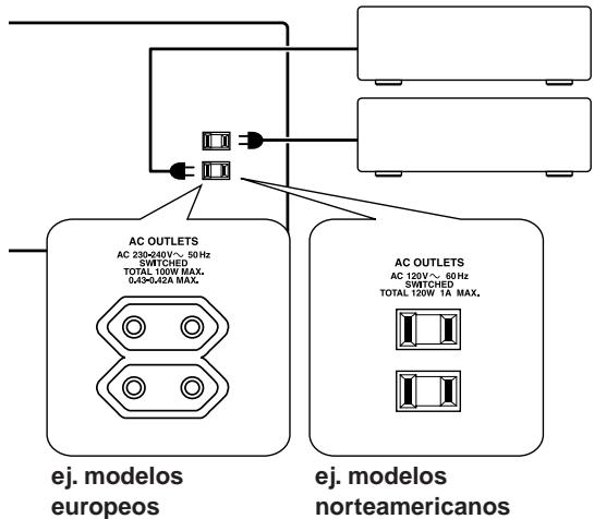 ONKYO TX-8255 - Conectar los cables de alimentación de otros componentes - 1