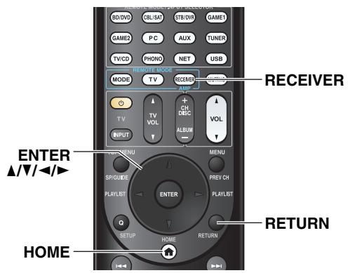 ONKYO TX-NR818 - Utilisation du menu d'installation (HOME) - 1
