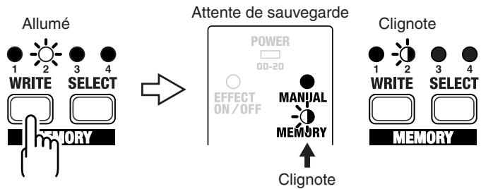 BOSS OD-20 - Éditer et sauvegarder les réglages d'un son déjà sauvegardé en mode "Memory". - 3