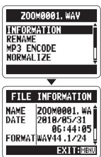 ZOOM H2N - Contrôle d'informations sur le fichier - 3