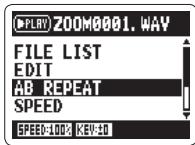 ZOOM H2N - Lecture en boucle d'un intervalle (AB REPEAT) - 1