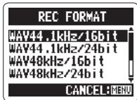 ZOOM H2N - Réglage du format d'enregistrement - 3