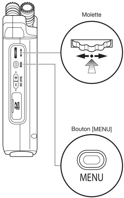 ZOOM H4N - 4-6 Comment utiliser la molette et le bouton [MENU] - 1