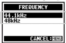 ZOOM H4N - Sélectionnez une fréquence d'échantillonnage et pressez. - 1