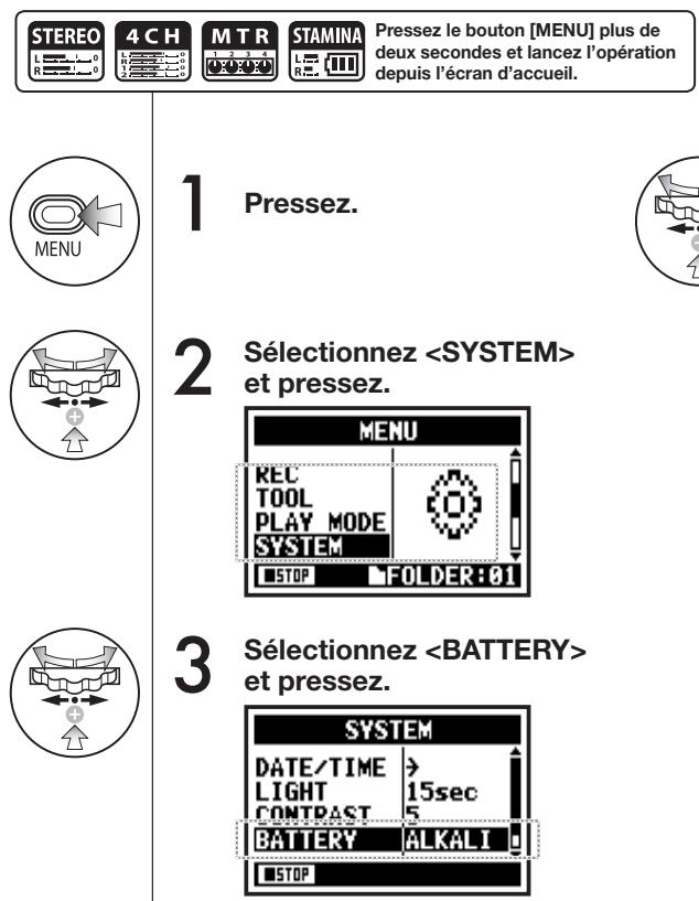 ZOOM H4N - 6-03 Utilaires : Type de piles - 5