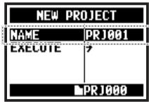 ZOOM H4NSP - Pour changer le nom du nouveau projet. - 2