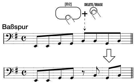 ZOOM RT123 - Um eine Note zu löschen, mussen Sie mit dem [REPEAT/STEP]-Taster zur gewünschten Stelle gehen. Halten Sie anschließend den [DELETE/ERASE]-Taster gedrückt, während Sie das betreffende Pad betätigten. - 1
