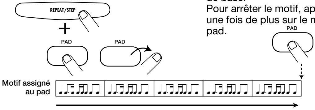 ZOOM RT123 - Maintenez le bouton [REPEAT/STEP] enforcé tout en appuyant sur le pad. - 1