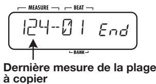 ZOOM RT223 - Utilisez les touches VALUE [+] /[-] pour sélectionner la mesure de début de la plage à copier. Puis pressez la touche [INSERT/COPY]. - 1
