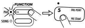 ZOOM ST224 - Pour modifier la fin de l'échantillon, appuyez sur la touche [PAD FUNCTION] puis sur le pad 5 (END POINT). - 1