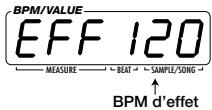 ZOOM ST224 - Pour entrer la valeur BPM d'effet manuellement, maintenez la touche [EFFECT SYNC] enforcée et utilisez les touches [-] et [+] pour changer la valeur. - 2