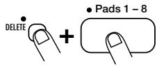 ZOOM ST224 - Wenn Sie einen Fehler bei der Betätigungs eines Pads gemacht haben, halten Sie die [DELETE]-Taste gedrückt und tippen Sie das Pad nochmals an. - 1