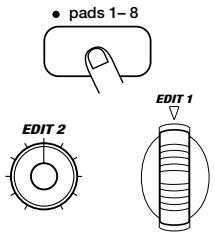 ZOOM ST224 - Tout en maintainant la touche [EFFECT ON/OFF], frappez le pad selectionné à l' étape 2. - 4