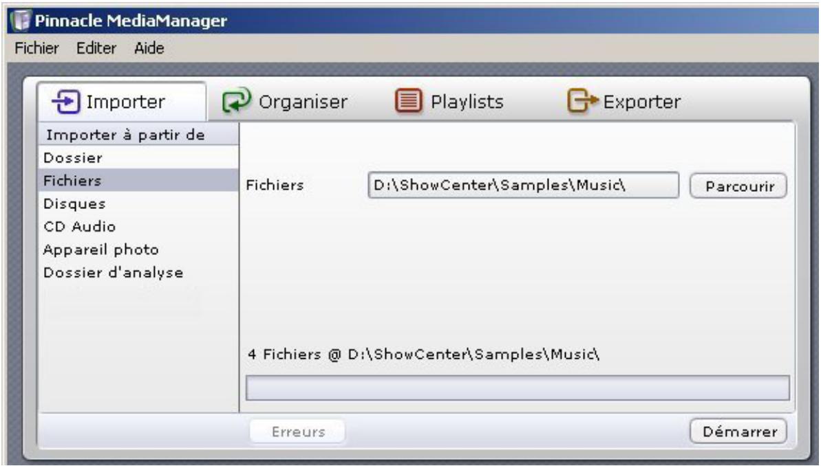 PINNACLE MEDIAMANAGER - Importer - fichiers - 1