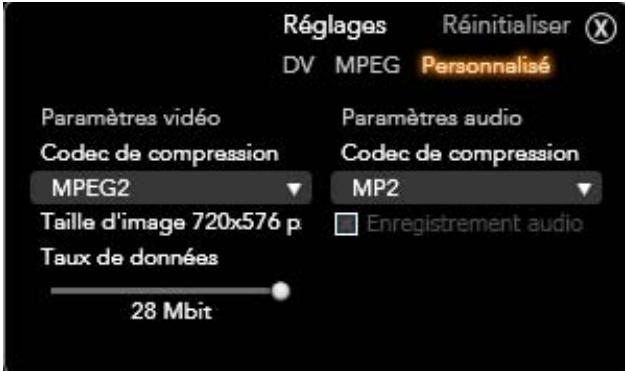 PINNACLE STUDIO 14 - La fenêtre des options de compression - 1