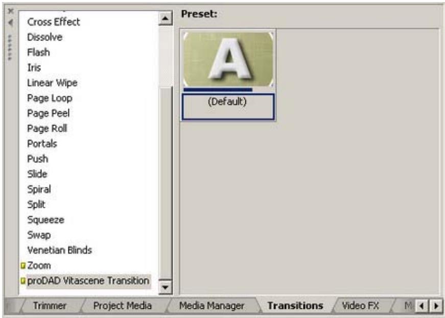 PINNACLE VITASCENE - Sony Vegas / Plugin comme transition - 1