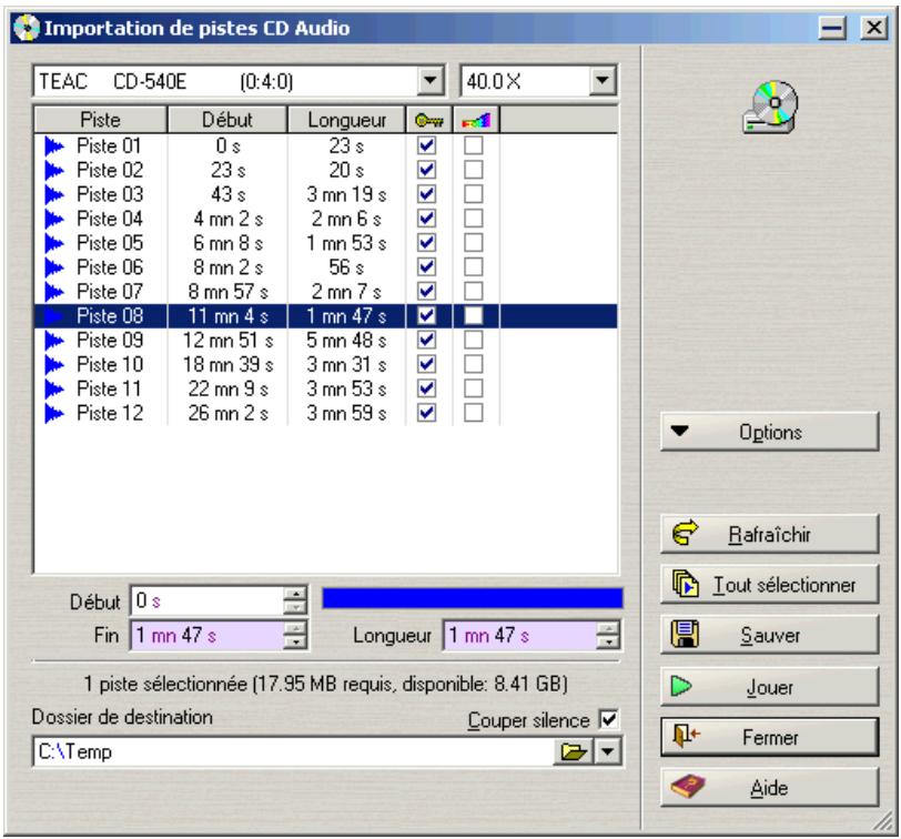 PINNACLE WAVELAB LITE - Importation de pistes CD Audio - 1
