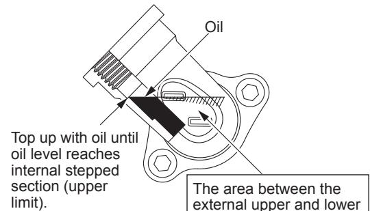 DOLMAR MS-246.4 CE - Point 1 in Replacement of oil: "Oil gauge" - 3