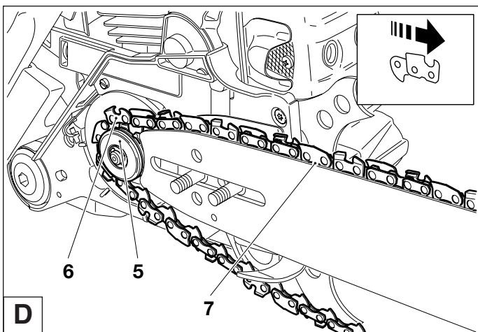 DOLMAR PS-7300 - Mounting the guide bar and saw chain - 2