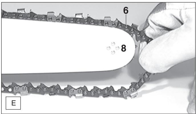 DOLMAR PS-9010 - Mounting the guide bar and chain - 3
