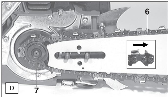 DOLMAR PS-9010 - Montage du guide et de la chaîne de sciage - 8