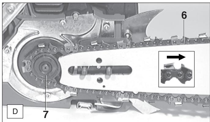 DOLMAR PS-9010 - Mounting the guide bar and chain - 8