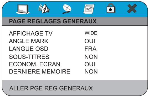 PEEKTON PK 9110 - Menu Réglages Généaux - 1