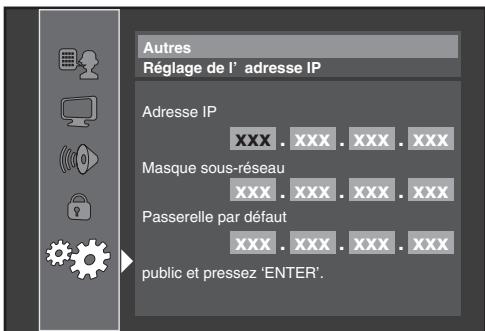 FUNAI HT2-M200 - Si vous sélectionnez "manuel", suivez les instructions suivantes pour paramétrer l'adresse IP et le DNS. - 1