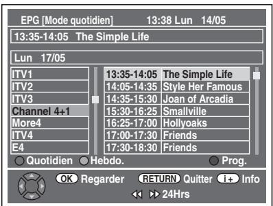 FUNAI WD6D-M101 - Pendant l'affichage d'un programme DVB, appuyez sur [GUIDE]. - 1