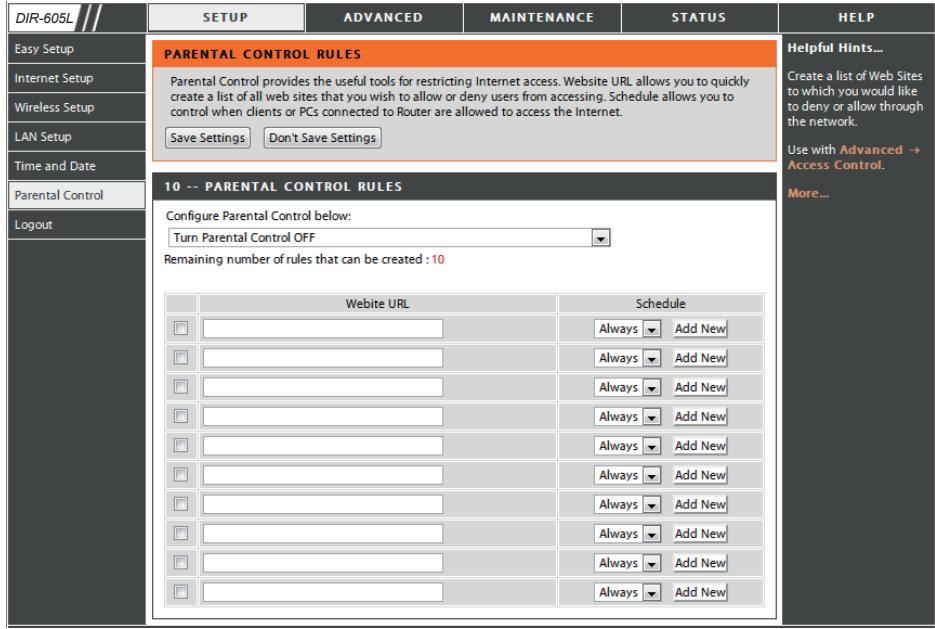 D-LINK DIR-605L - Contrôle parental - 1