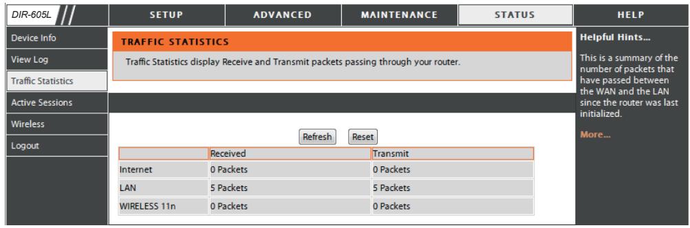 D-LINK DIR-605L - Statistiques sur le traffic - 1