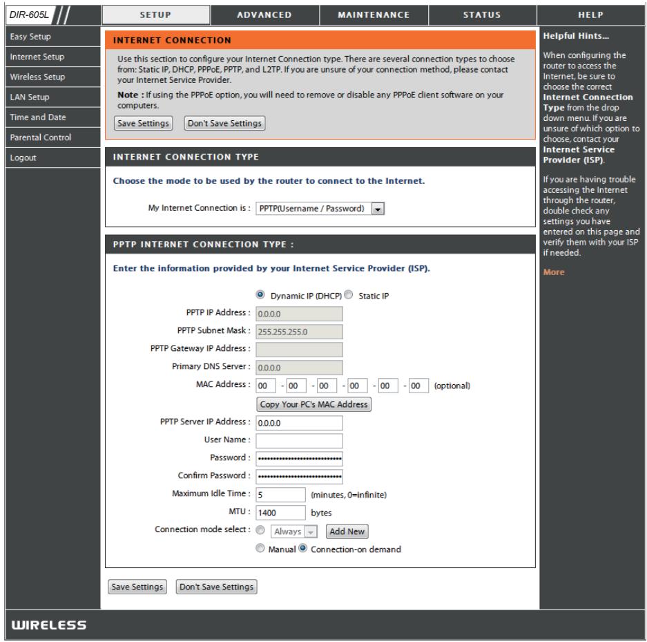 D-LINK DIR-605L - Configuration Internet PPTP - 1