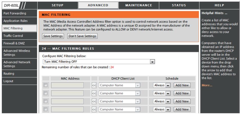 D-LINK DIR-605L - Contrôle d'accès - 1