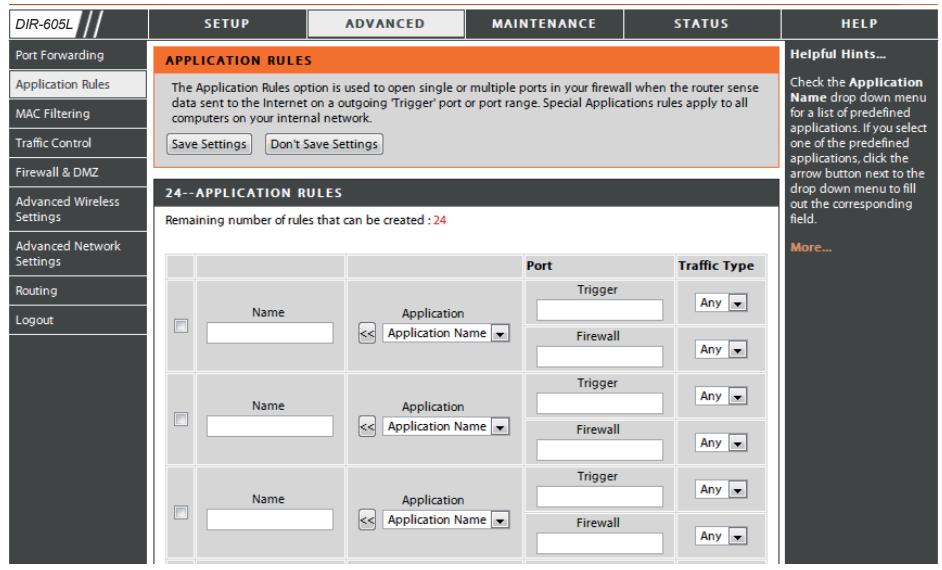D-LINK DIR-605L - Règles d'application - 1