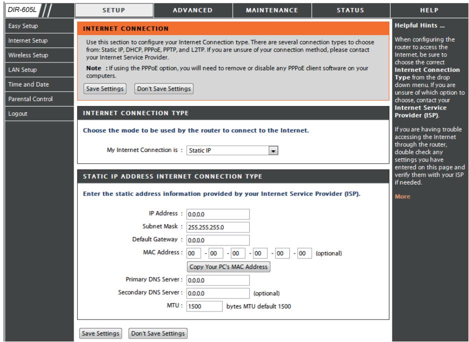 D-LINK DIR-605L - Adresse statique (attribuée par le FAI) - 1