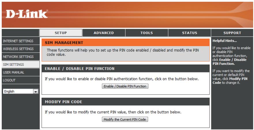 D-LINK DWR-730 - Paramètres SIM - 1