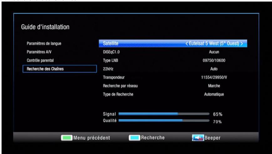 CGV E-SAT HD-W3 - - Étape 4: recherche des chaînes - 1