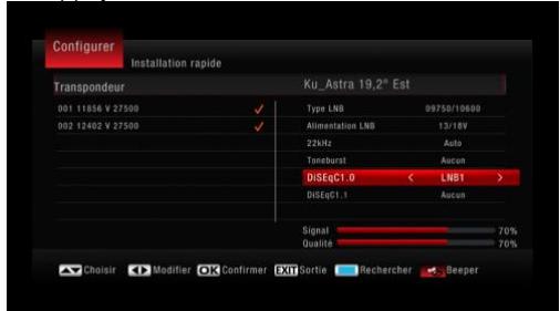 CGV PREMIO SAT HD-W6 - Acceder aux paramètres DiSEqC - 1