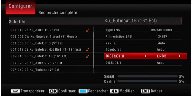 CGV SAT HD-W5 - Configuration des paramètres diseqc - 1