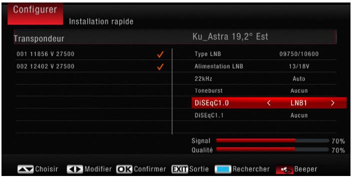 CGV SAT HD-W5 - Accéder aux paramètres diseqc - 1