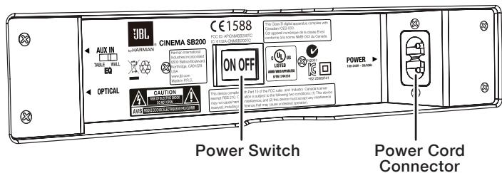 JBL CINEMA SB200,  CINEMA SB400 - SOUNDBAR REAR-PANEL CONTROLS AND CONNECTIONS - 2