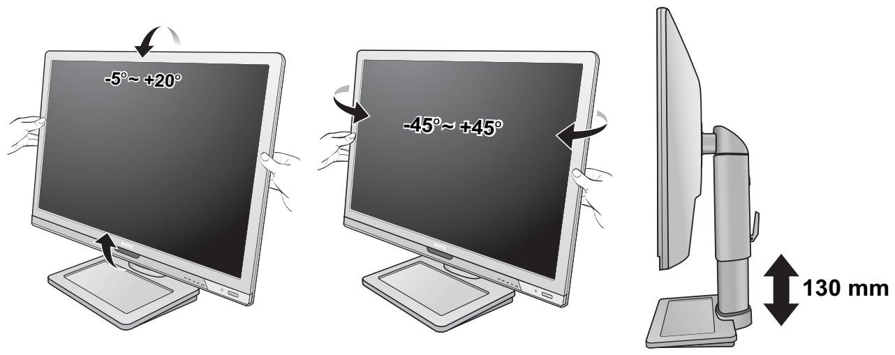 BENQ BL2201PT, BL2400PT, BL2410PT - Réglage de l'angle de vision - 1