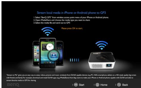 BENQ GP3 - Diffuser des médias locaux dans le téléphone iPhone ou Android vers GP3 - 1
